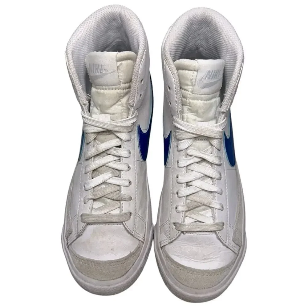 Nike Kids Size 4.5Y White Blue Blazer Mid Sneakers DA4086-113